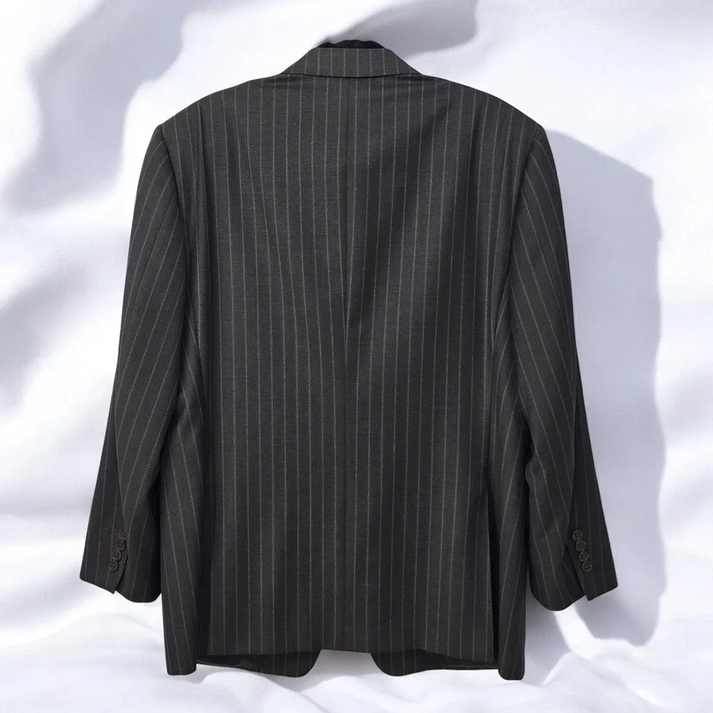 Canali Blazer Sport Coat Pinstripe Made‎ in Italy 100% Wool Bemberg Men Size 54